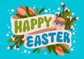 Festive seasonal typography design element, Happy Easter. Easter and Spring greeting quote