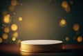 Festive showcase. Pedestal for product display presentation in blurry bokeh