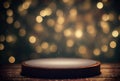 Festive showcase. Pedestal for product display presentation in blurry bokeh