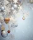 Festive Silver and Gold Christmas Ornaments Royalty Free Stock Photo