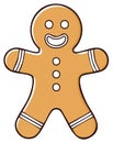 Festive Smiling Gingerbread Man Illustration. Cute cookie character Royalty Free Stock Photo