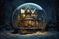 Festive Snow decorative globe glow. Generate Ai Royalty Free Stock Photo
