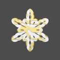 Festive snowflake in gold and white style isolated on gray background. Christmas element in golden abstract soft lines. 3d render. Royalty Free Stock Photo