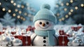 Festive Snowman Wishing Merry Christmas and Happy New Year Royalty Free Stock Photo