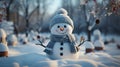 Festive Snowman Wishing Merry Christmas and Happy New Year Royalty Free Stock Photo