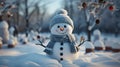 Festive Snowman Wishing Merry Christmas and Happy New Year Royalty Free Stock Photo