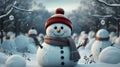 Festive Snowman Wishing Merry Christmas and Happy New Year Royalty Free Stock Photo