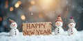 Festive Snowmen Celebrating New Year Royalty Free Stock Photo