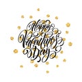 Festive sparkle layout template design Glitter Lettering Happy Valentine day card. Vector illustration