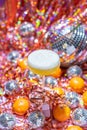 Festive Sparkling Wine styled for a vibrant disco party, New Year\'s Eve