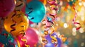 Festive Spectacle: Colorful Carnival Balloons and Streamers Extravaganza