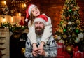 Festive spirit. Lovely married couple cuddle christmas tree background. Christmas is time for giving. Couple in love