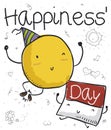 Festive Spot with Calendar and Doodles Celebrating Happiness` Day, Vector Illustration