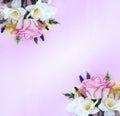 A festive spring bouquet with a pink rose and white daffodils. Royalty Free Stock Photo