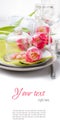 Festive spring table setting, ready template Royalty Free Stock Photo