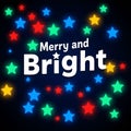 Festive Starry Night with \'Merry and Bright\' Text â AI Generated Holiday Design Royalty Free Stock Photo