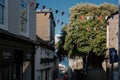 Festive street view in St Ives in UK
