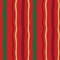 Festive striped vector seamless pattern. Hand drawn wavy stripes on vibrant red background. Simple modern minimal repeat Royalty Free Stock Photo