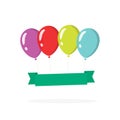 Festive surprise balloons banner template for copy space text flat cartoon illustration isolated on white