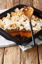 Festive sweet potato dessert with pecans and marshmallows close-up in a baking dish. vertical Royalty Free Stock Photo