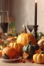 Festive table decorated for Thanksgiving Day. Concept thanksgiving table setting
