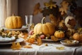 Festive table decorated for Thanksgiving Day. Concept thanksgiving table setting