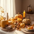 Festive table decorated for Thanksgiving Day. Concept thanksgiving table setting