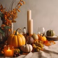 Festive table decorated for Thanksgiving Day. Concept thanksgiving table setting