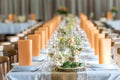 Festive table decoration for an banquet party in orange