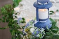 Festive table decoration in the form of a lighthouse