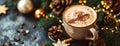 Festive Table With Hot Chocolate and Christmas Decorations Royalty Free Stock Photo