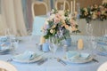 Festive table layout. Wedding decor. Royalty Free Stock Photo