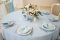 Festive table layout. Wedding decor. Royalty Free Stock Photo