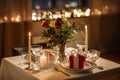 festive table serving at home on valentine's day Royalty Free Stock Photo