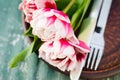 Festive Table Set for Mother`s Day or Birthday. Royalty Free Stock Photo