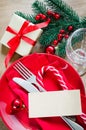 Festive Table Setting for Christmas Eve. Royalty Free Stock Photo