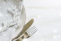 Festive Table Setting for Christmas Eve. Royalty Free Stock Photo