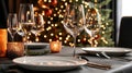 Festive table setting for a holiday dinner Royalty Free Stock Photo