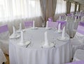 festive table setting. restaurant's banquet hall is decorated in European style Royalty Free Stock Photo