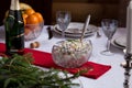 Festive table. Traditional russian salad olivie on christmas table Royalty Free Stock Photo