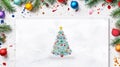 a festive tableau featuring an attractive Christmas tree drawing on a tabletop of diverse colors