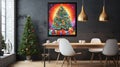 a festive tableau featuring an attractive Christmas tree drawing on a tabletop of diverse colors