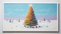 a festive tableau featuring an attractive Christmas tree drawing on a tabletop of diverse colors
