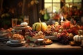 Festive Thanksgiving table setting with a