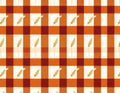 A festive Thanksgiving tablecloth with a checkered pattern in orange and white, featuring wheat illustrations. Perfect for holiday Royalty Free Stock Photo