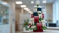 Festive tooth-themed crochet tree display in dental office Royalty Free Stock Photo