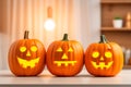 Festive Trio of Carved Pumpkins for Halloween