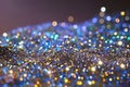 Festive twinkle glitters background, abstract sparkle backdrop with sparkling glimmers yellow, blue, and green backdrop glittering