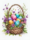 Vibrant Easter Basket with Floral Touch