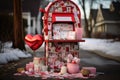 Festive Valentine\'s Day Mailbox Overflowing with love and Affection